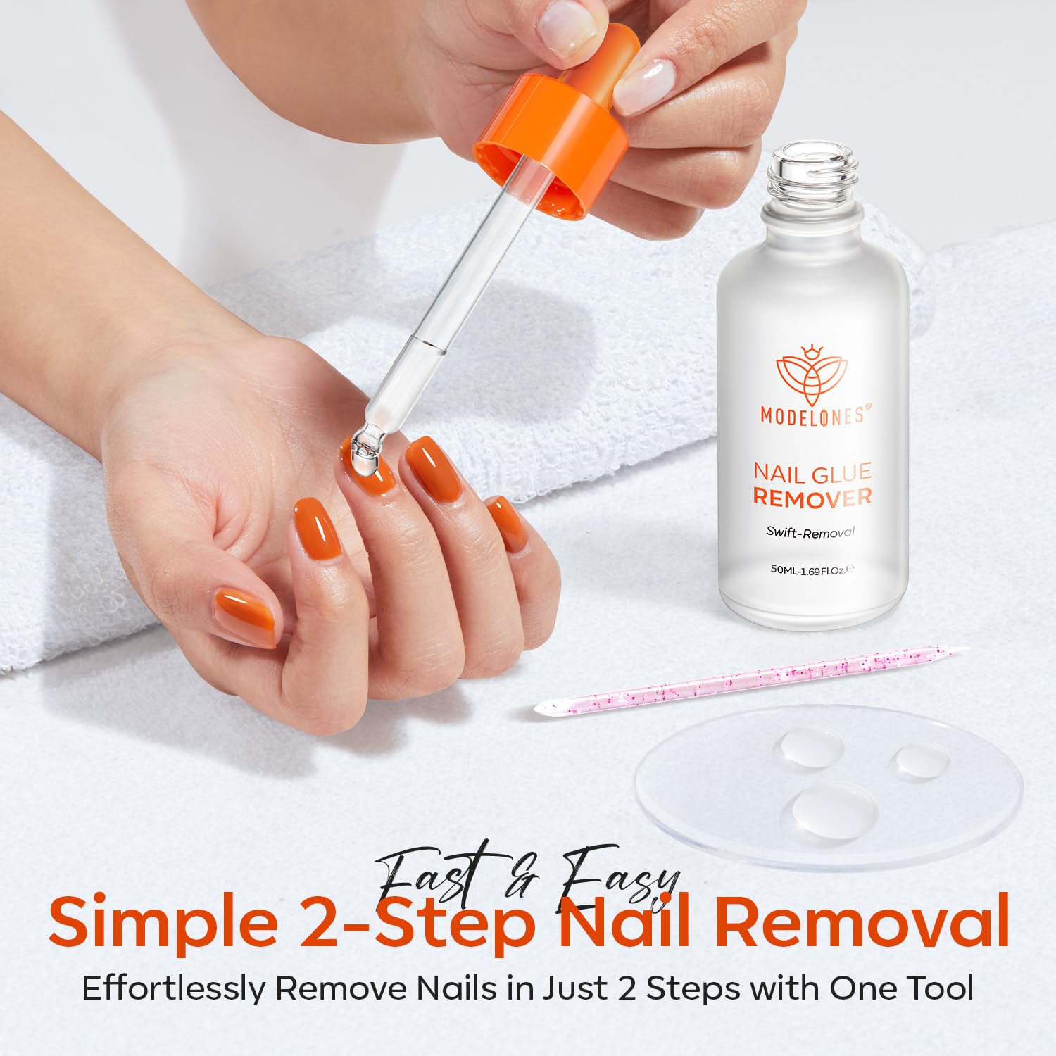 Modelones 50 ML Nail Glue Remover for Base Coat Press On Nails, Upgrade Clear Stick On Nails Remover for Acrylic Tips, Nail Polish Remover with Wood Stick - Image 6