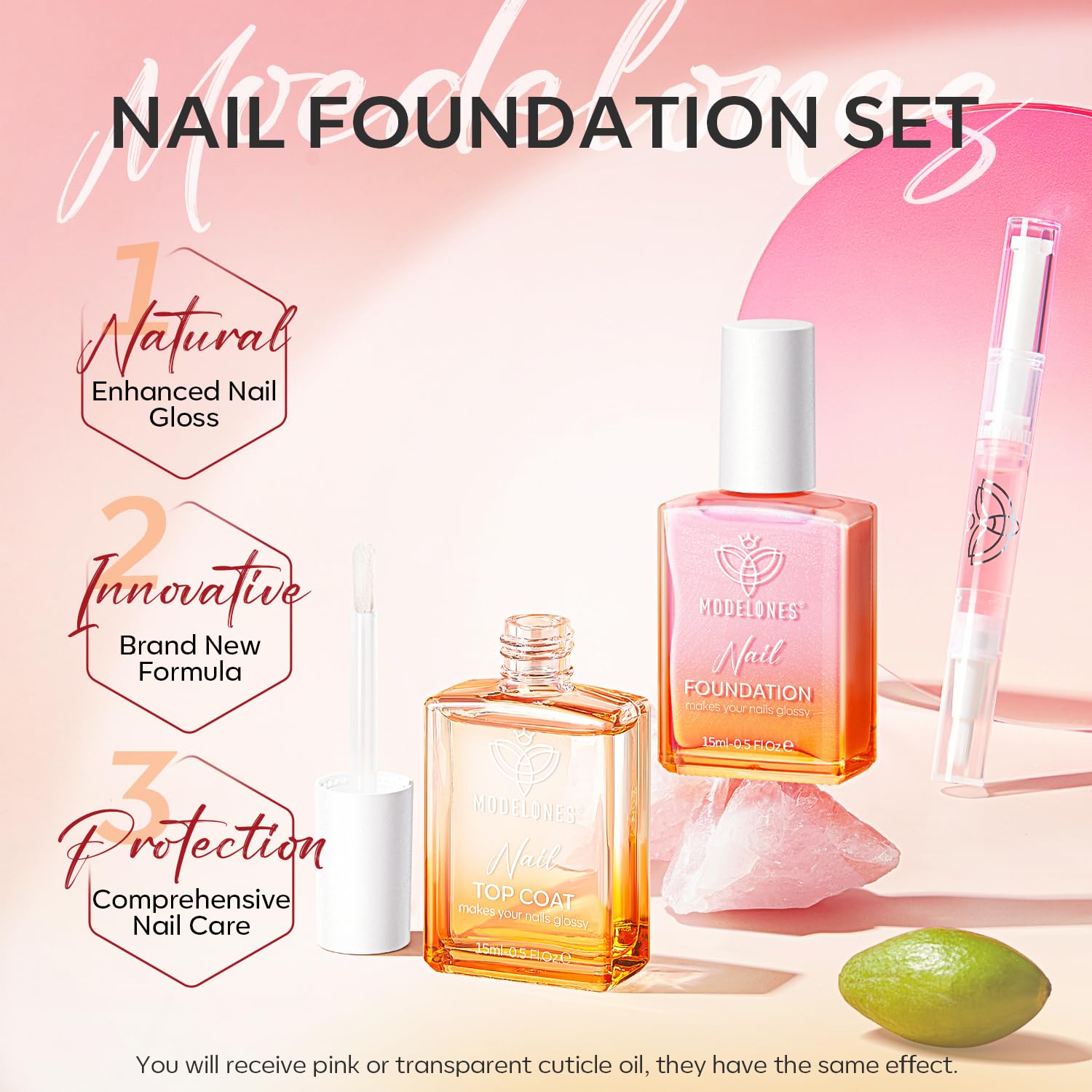 modelones 9Pcs Nail Repair Concealer with Nail Art Brush Set, Natural Nail Polish Foundation with Top Coat & Cuticle Oil - Image 7