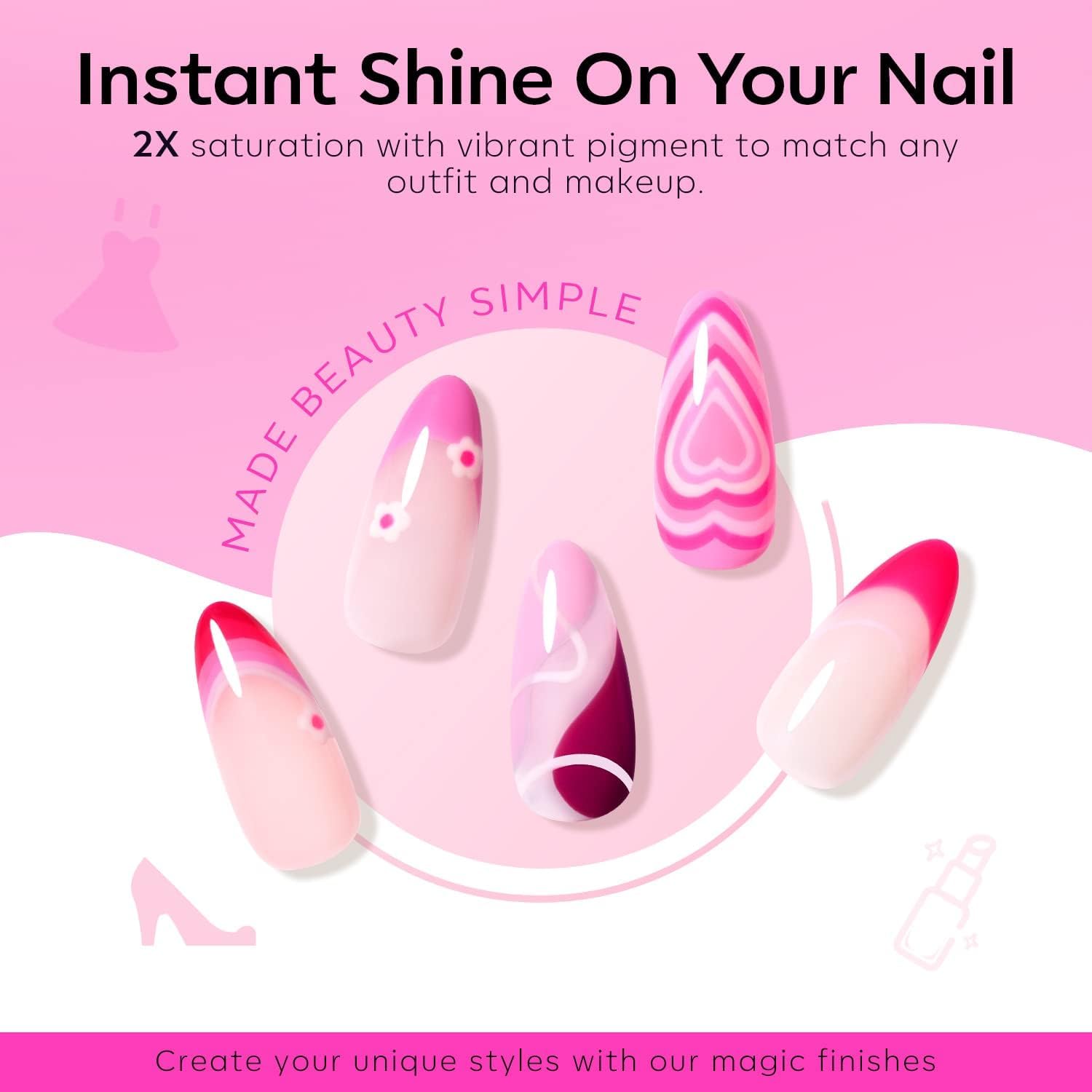 modelones 2PCS Hema-Free Gel Base and Top Coat Set with 6 Colors Pink Gel Nail Polish Set - Image 4