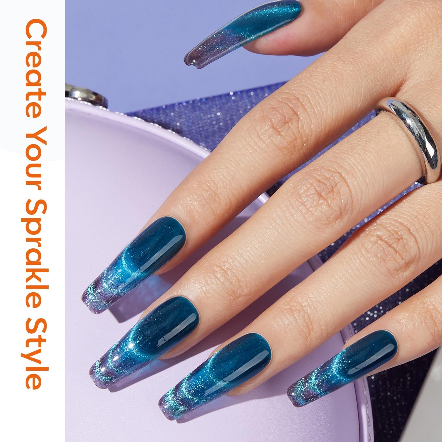 modelones Cat Eye Magnetic with 6 Colors Glitter Red Green Purple Blue Cat Eye Gel Nail Polish - Image 5
