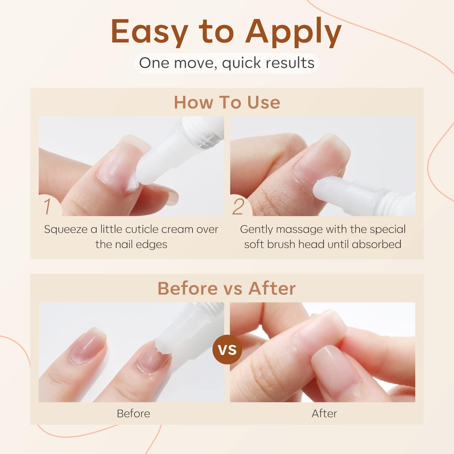 modelones Cuticle Cream, Ultra-Hydrating Nail Care for Damaged Nails Organic Jojoba Oil Vitamin E, Cuticle Non-greasy Dry Cracked Cuticles 15ML - Image 5