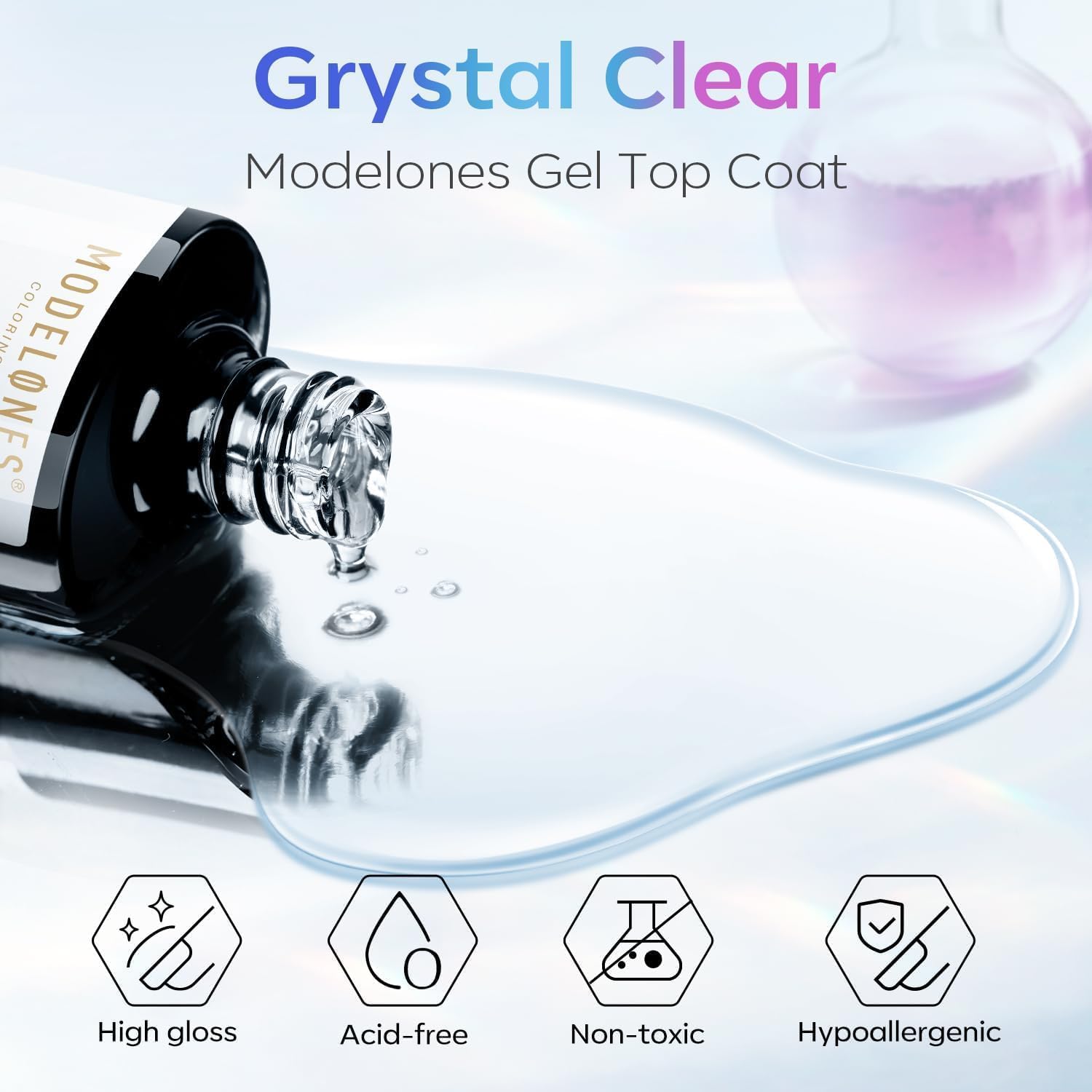 modelones Gel Top Coat, 2Pcs Clear Glossy Finish No Wipe Top Coat Winter Gel Nail Polish, Acrylic Nails Soak Off Nail Lamp Nail Art Home and Professional Manicure 10ML (Pack of 2) - Image 9