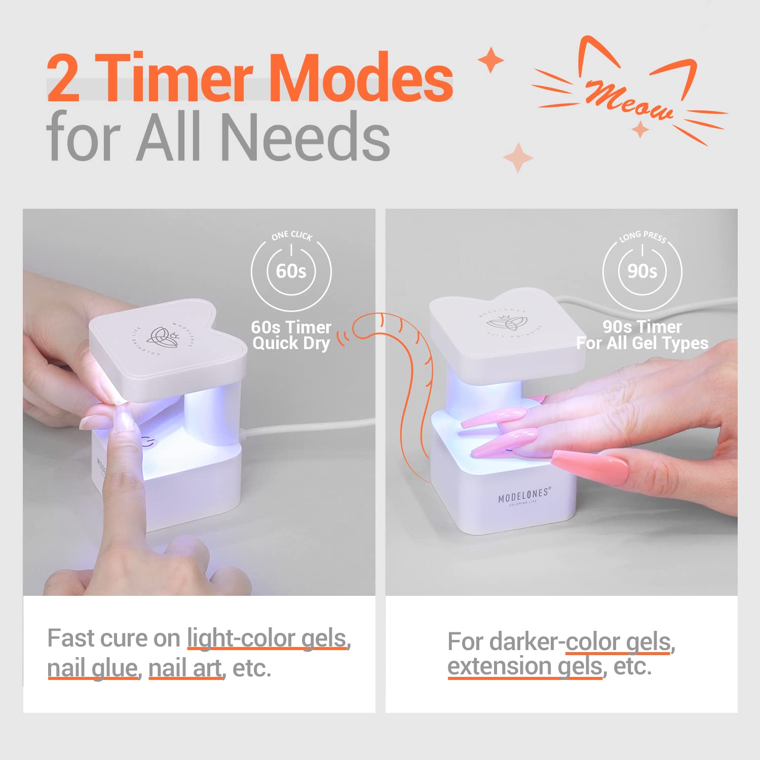 modelones No Wipe Gel Top Coat and Mini U V Nail Lamp - Image 9