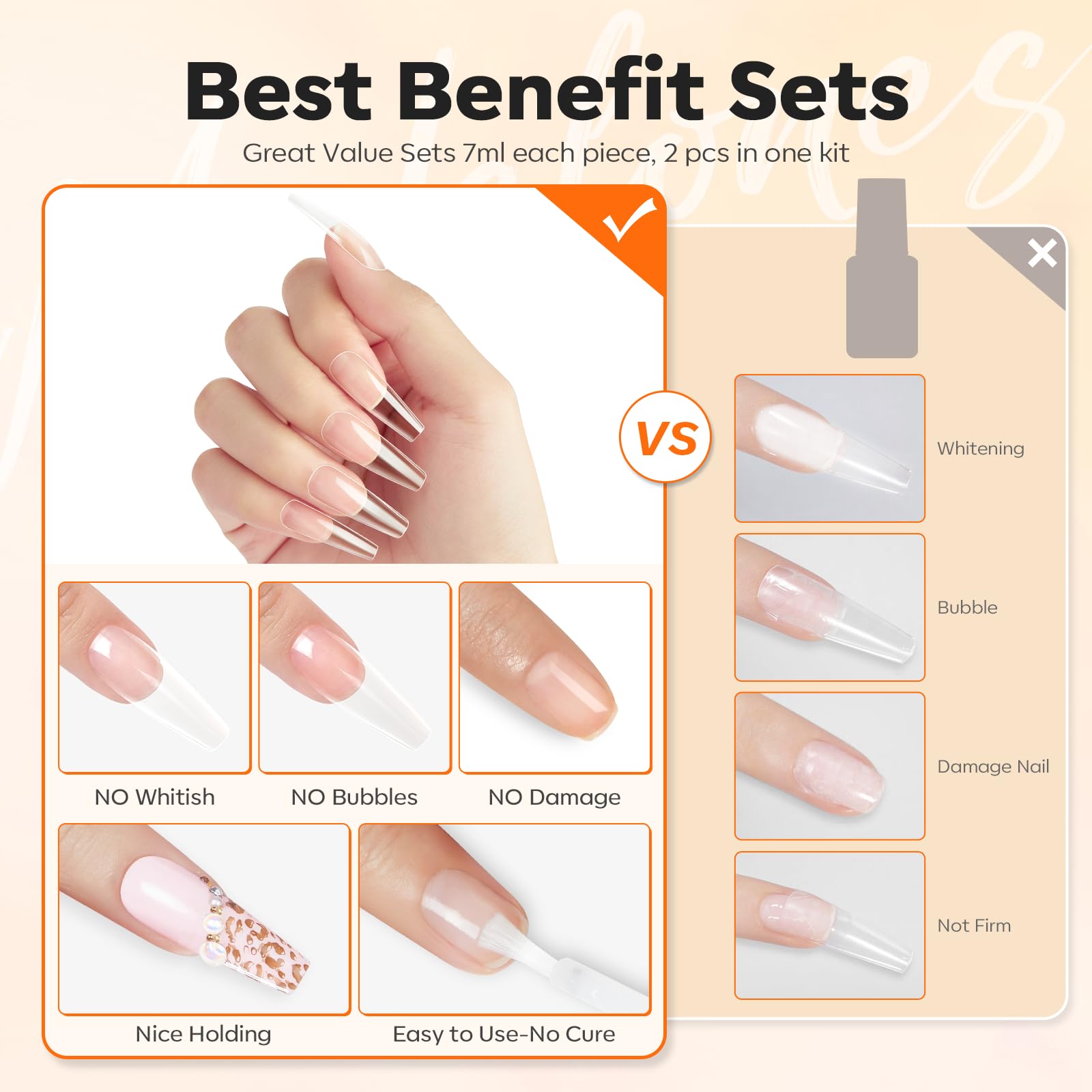 Modelones Nail Glue for Press Ons Nails Strong 2pcs 14ml Nails Tips Brush On Long Lasting Adhesive NO Cure - Image 5