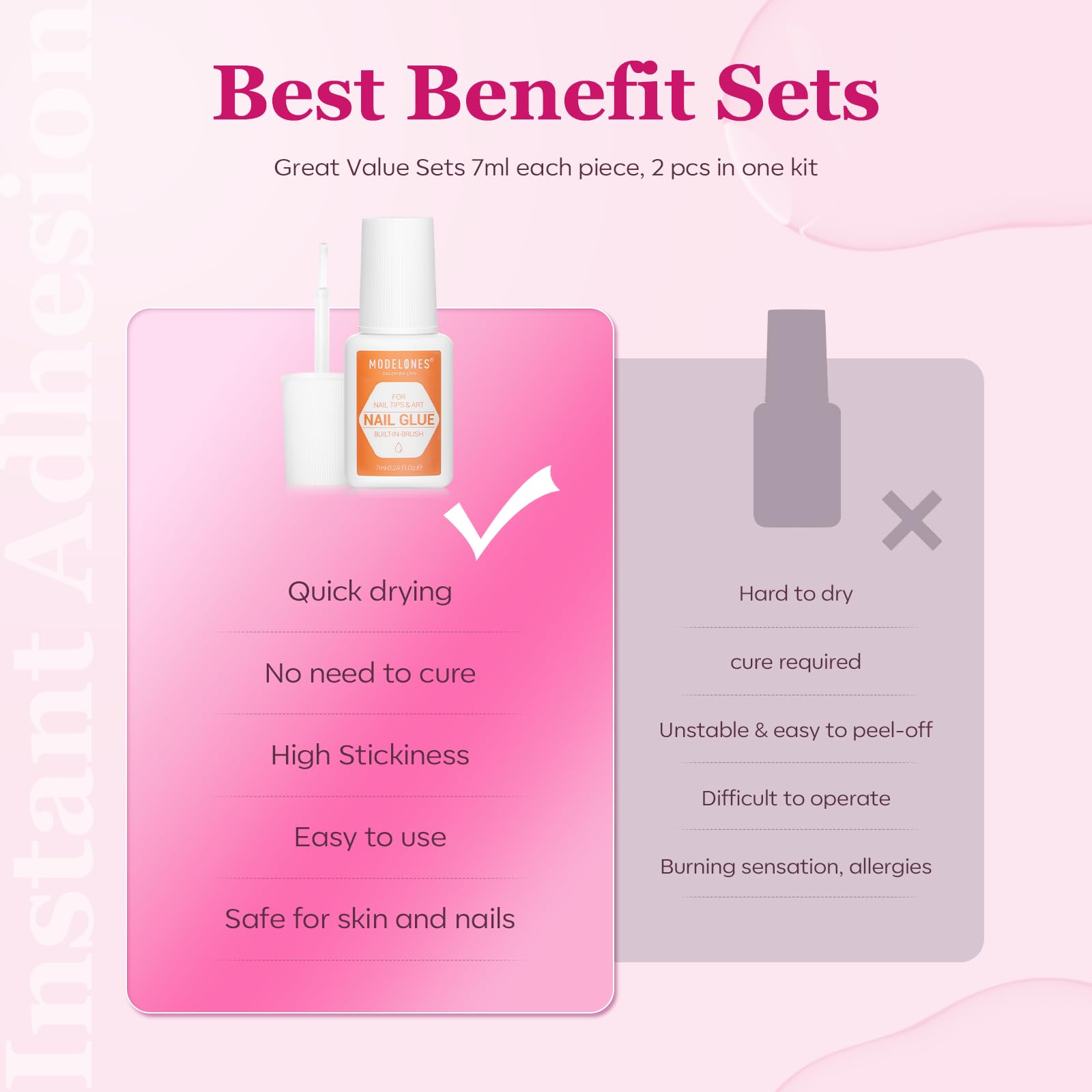 Modelones Nail Glue for Press Ons Nails Strong 2pcs 14ml Nails Tips Brush On Long Lasting Adhesive NO Cure - Image 8