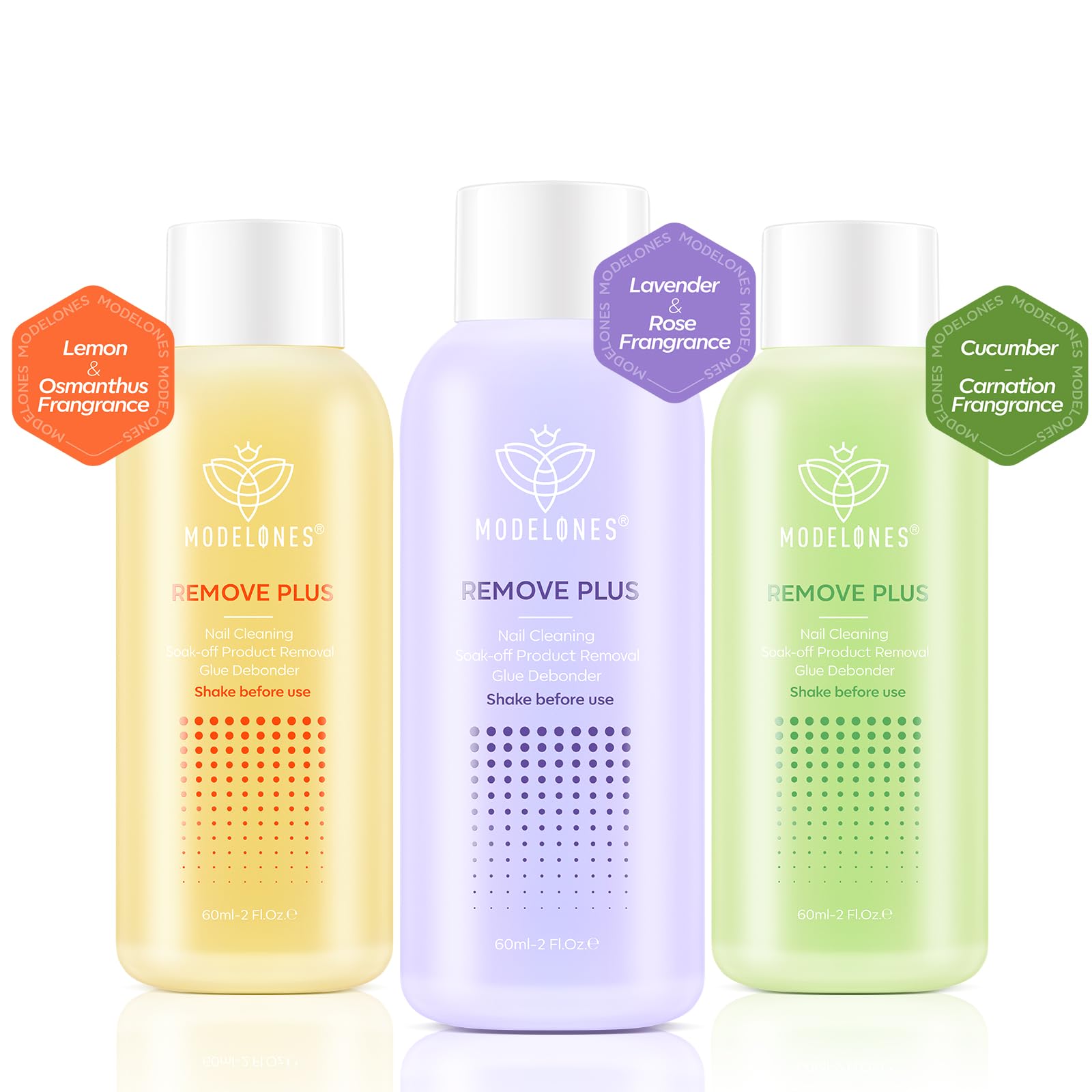 Modelones Nail Polish Remover, Gel Polish Remover Set with Jojoba Oil Fast Gentle Removal for Nail Glue Acrylic Dip Powder Press On Nails, Travel Home Salon Gift for Women 2 Fl Oz, Pack of 3 - Image 9