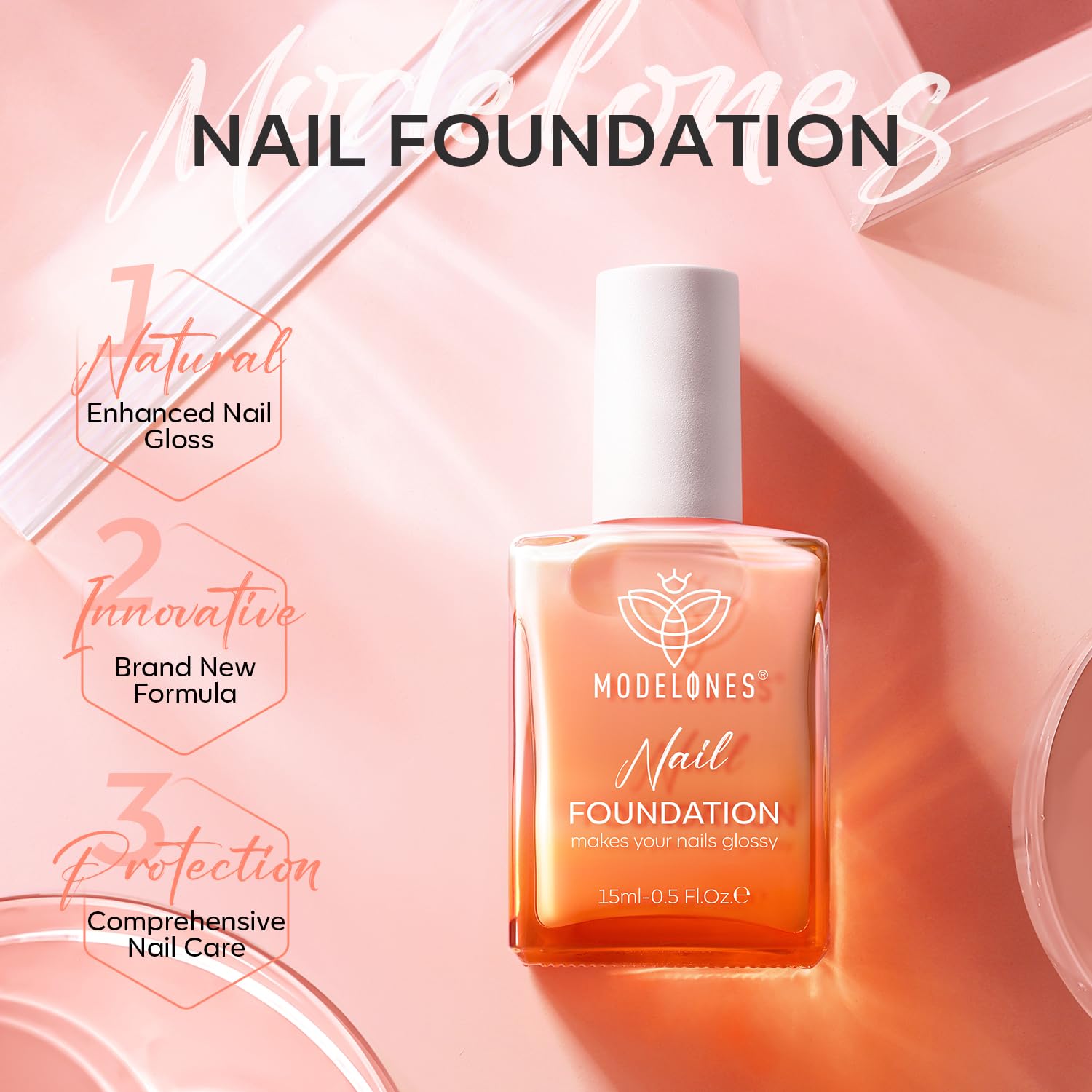 modelones Nail Strengthener Nude Nail Repair for Damaged Nails Strengthening Polish 15ml Nail Growth and Strengthener Natural Concealer Foundation Nail Care Gifts for Women - Image 9