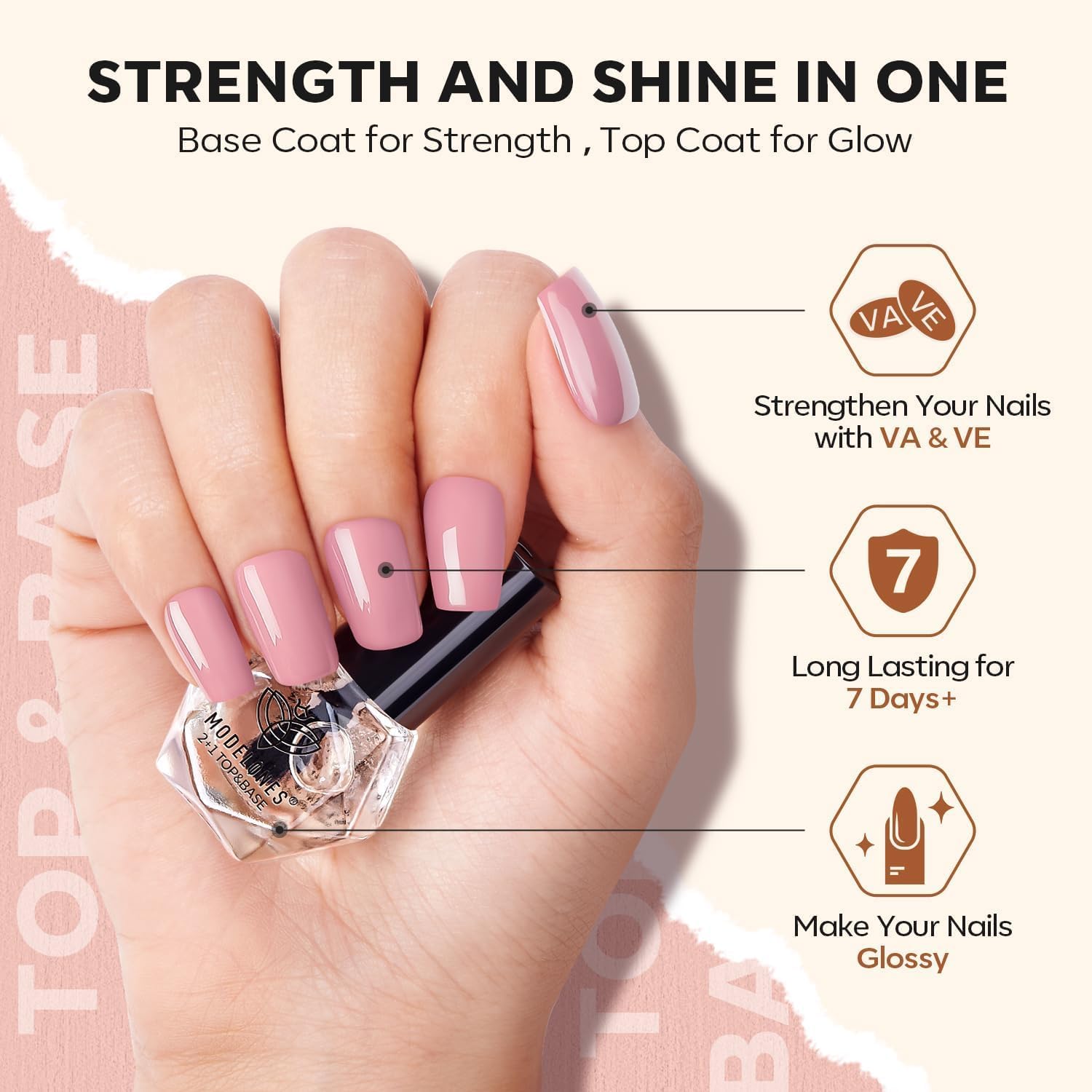 modelones Pink Nail Polish Set 6 Colors, Brown Glitter Quick Dry Mini Nail Lacquer Kit DIY Nail Art Manicure Gift for Women Girls - Image 6
