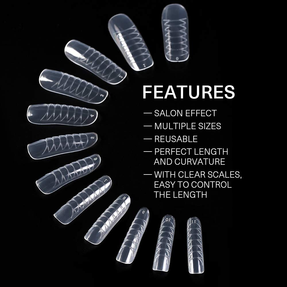 MODELONES Poly Extension Gel Dual Nail Form 120pcs Coffin Nails Clear Ballerina Nail Tips Full Cover - Image 4